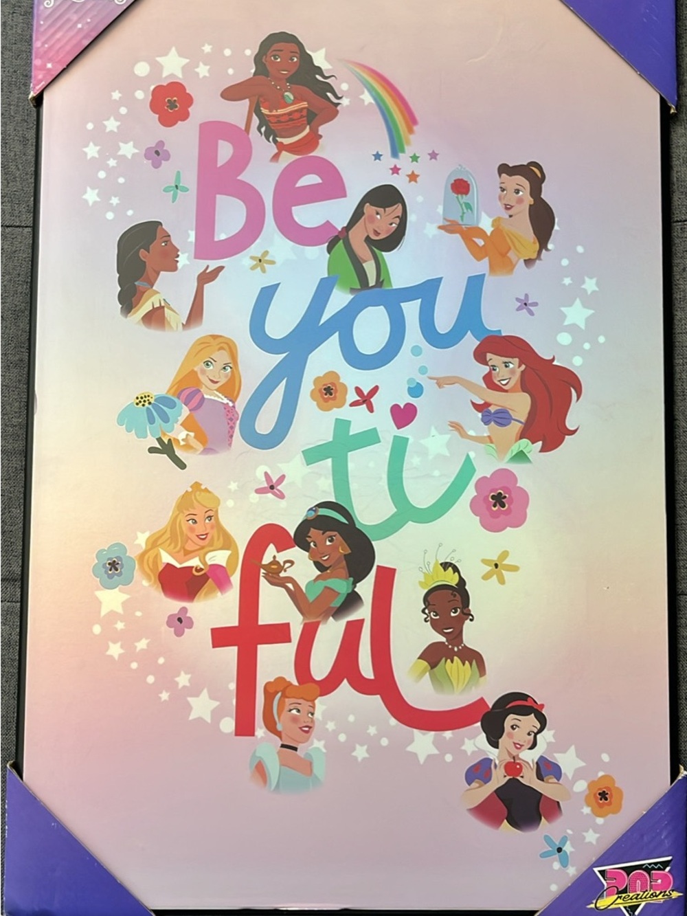 Disney Pastel Holographic 'Be-you-ti-ful' Princess Poster